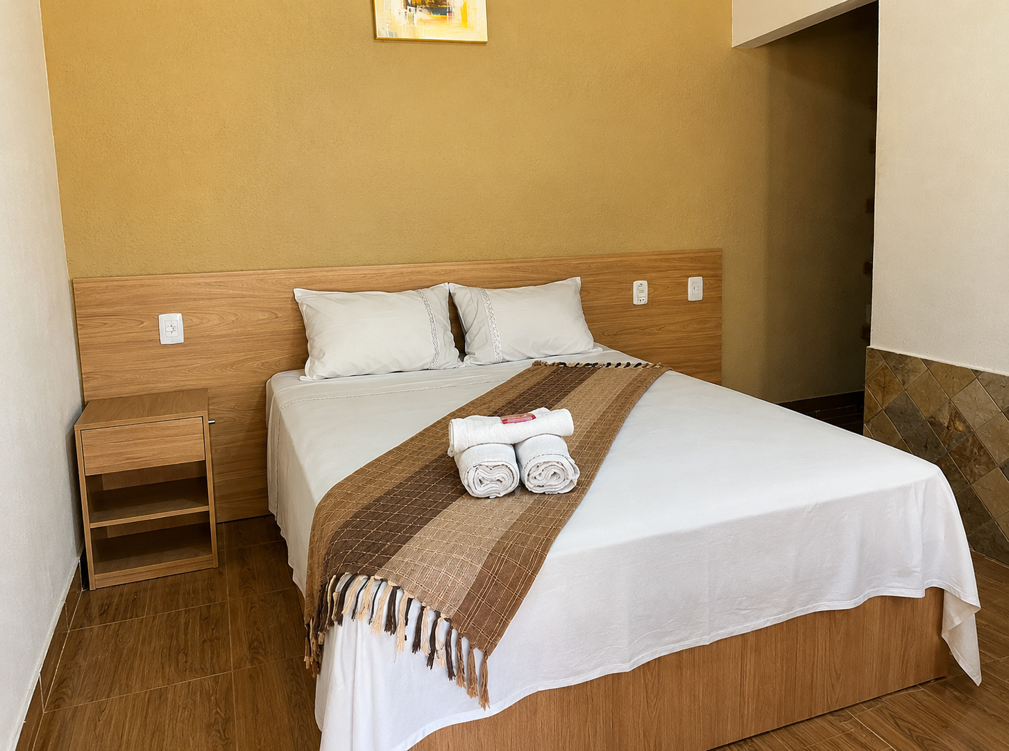 Quarto Casal preparado para hóspedes